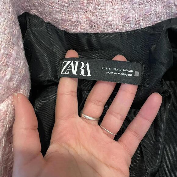 zara Pink and black tweed blazer size small - Picture 5 of 10